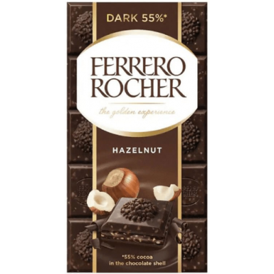 Ferrero Rocher тъмен шоколад с лешник 90 гр.